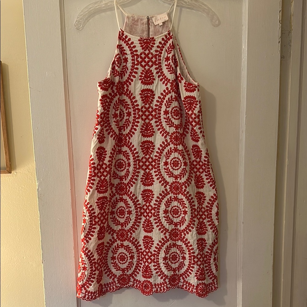 Red and White Patterned Dress